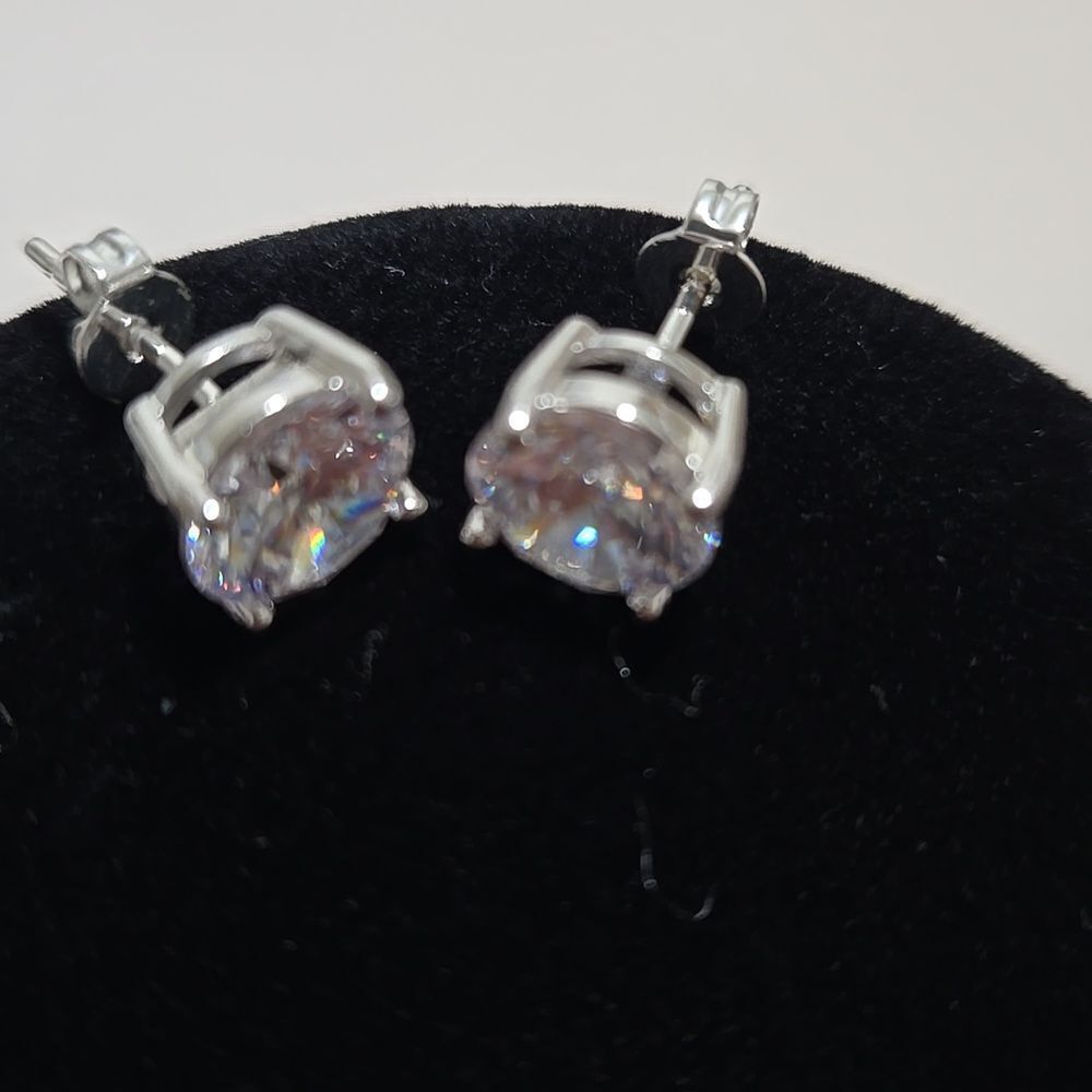 Silver Gemstone Stud Earrings - image 4